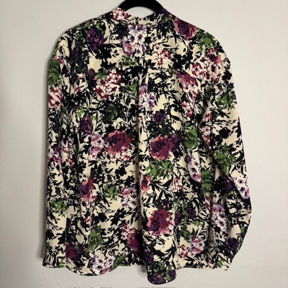 J. Jill Floral Long Sleeve Lightweight Button Up Blouse Size Medium - Picture 2 of 5
